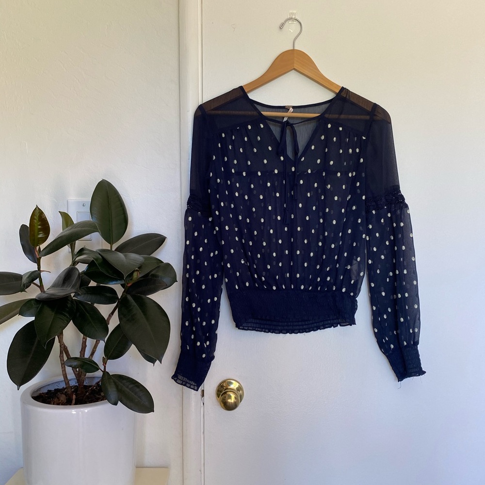 Free People Embroidered Sheer Blouse